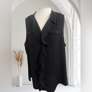 Lane Bryant Black Sleeveless Ruffled Blouse